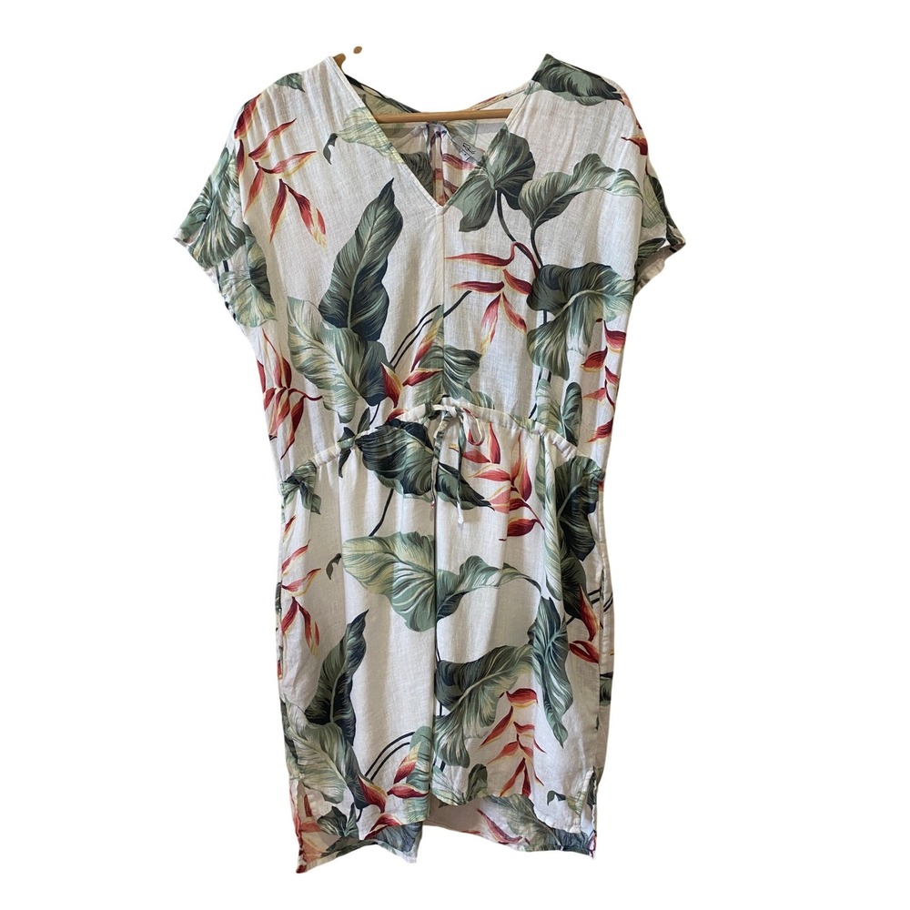 Rails Wren Tropical Bird of Paradise Linen Blend Dress Size Small Resort Beach